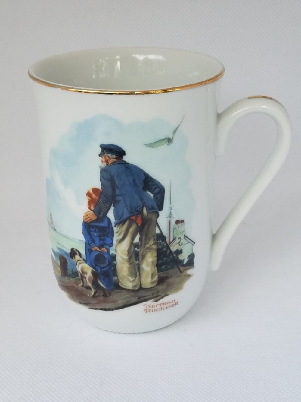 Vintage Norman Rockwell Museum "Looking Out To Sea" Porcelain with 24K Gold Trim